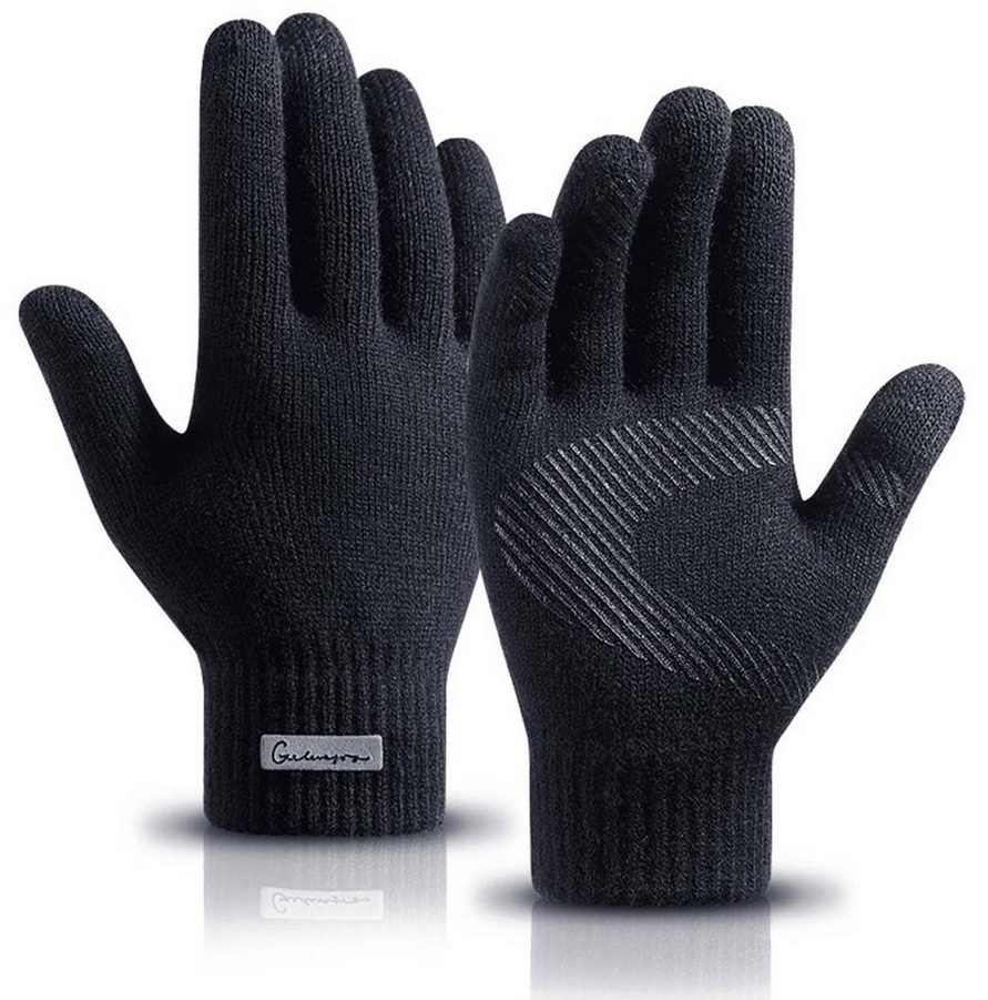 FIDDY Trikot-Handschuhe Strickhandschuhe für Wärme und rutschfeste Funktion Kann direkt über ein Smartphone gesteuert werden, modisch schwarz L