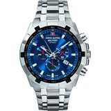 Swiss Alpine Military by Grovana Herrenuhr Chrono 10 ATM mit Edelstahlband 7043, Blau