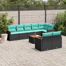 vidaXL Gartensofa-Set 9-tlg. schwarz