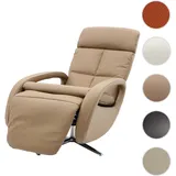 Relaxsessel HWC-L11, Design Fernsehsessel TV-Sessel Liegesessel, Liegefunktion drehbar, Voll-Leder ~ taupe