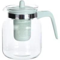 Glas-Teekanne Teebereiter Kaffeekanne 1,5 Liter aus Glas mit Deckel und Teefilter-Einsatz aus Kunststoff BPA-frei, Glaskanne für schwarzen Tee, grünen Tee, Früchtetee (Mintgrün)