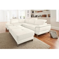 exxpo - sofa fashion Ecksofa »Mantua, L-Form«, mit Kopf- bzw. Rückenverstellung, Bettfunktion u. Bettkasten weiß