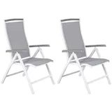 Gardenson Gartensessel-Set, Weiß, Grau, Metall, eckig, 60x110x60 cm