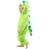 LOLANTA Kinder Grün Dinosaurier Kostüm, Kinder Tier Flanell Strampler Overall, 6-7 Jahre, Grün, Etikettengröße L - 6-7 Jahre