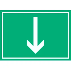 Richtungspfeil runter Schild waagerecht weiss grün Pfeil A0 (841x1189mm)