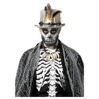Hexe Arzt Distressed Grau Zylinder Herren Damen Halloween Voodoo Kostüm
