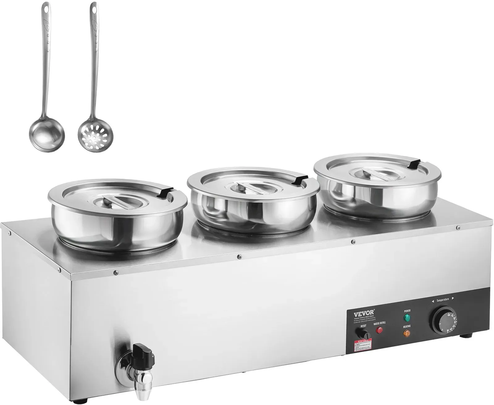 VEVOR Speisenwärmer Suppenstation Chafing Dish Gastronormbehälter 3x7,4Qt