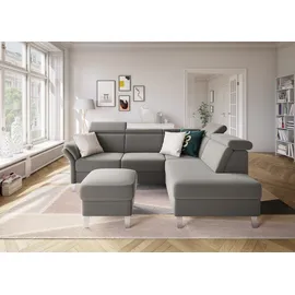 sit&more Ecksofa SIT & MORE "Vincenzo L-Form", grau (hellgrau), B:245cm H:84cm T:193cm, Sofas, Ecksofa, inklusive Kopfteilverstellung, wahlweise mit Bettfunktion, Bettkasten