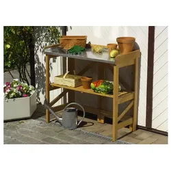Holz Pflanztisch klappbar Stade - Honigbraun/Grau - 97 x 45 x 88 cm - aus Kiefer