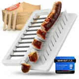 Curry Master Currywurstschneider Set – Manueller Schneider inkl. 100 Currywurst Schalen & 100 Pommesgabeln