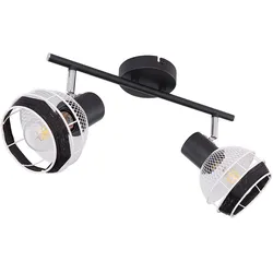 Decken Spot Lampe beweglich Strahler Hanfseil Metall Gitter Schwarz Beleuchtung