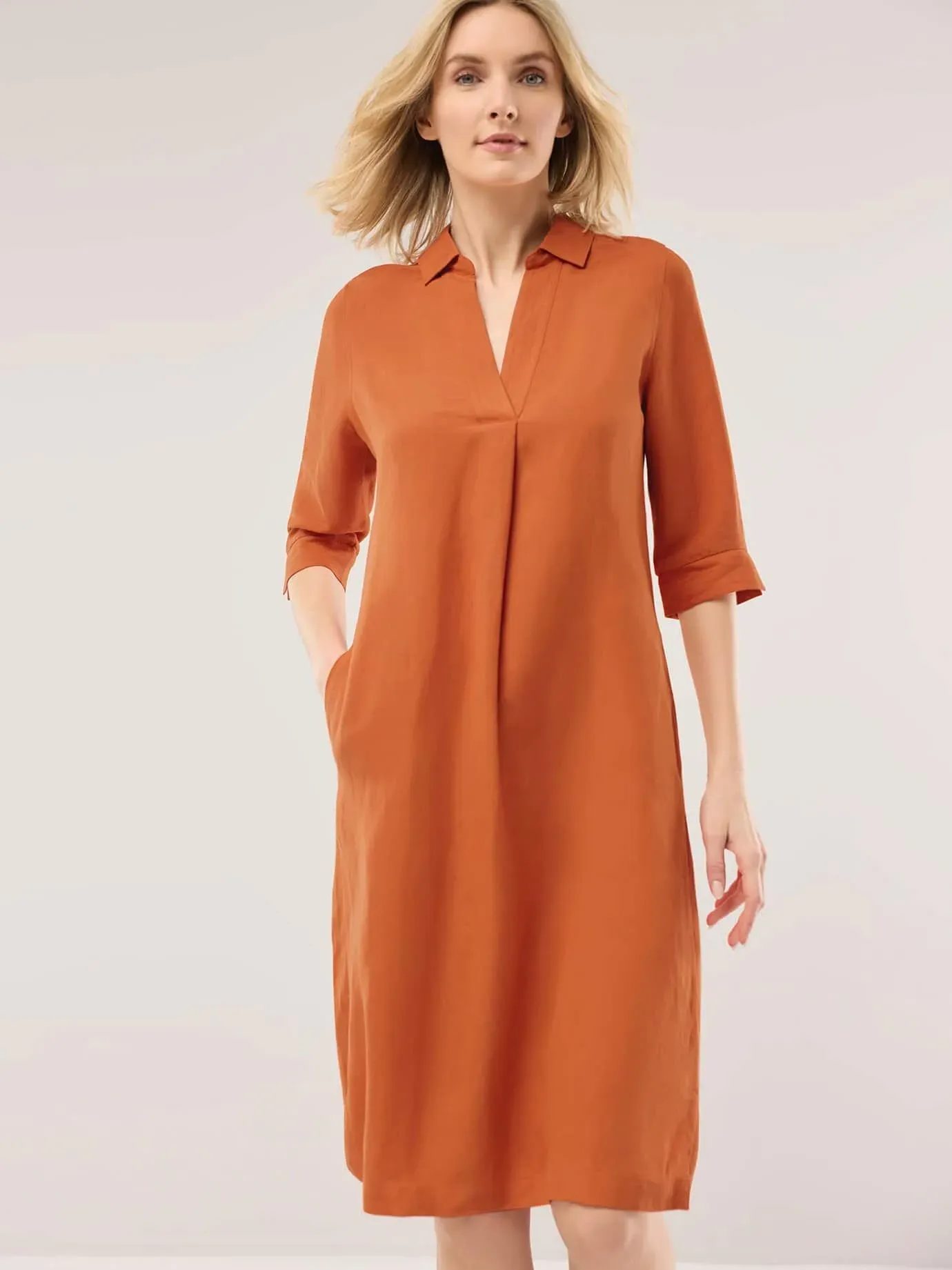 Walbusch Damen Leinenmixkleid Orange