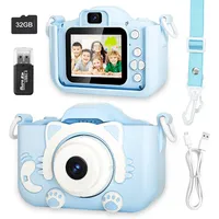 Kinderkamera für Mädchen Jungen, 3-12 Jahre, 2.0”Display Digitalkamera, Doppelobjektiv, 32GB SD-Karte, Silikonhülle, 1080P Video, Fotoapparat Kinder, Spielzeug Geschenk zu Weihnachten Geburtstagen
