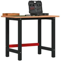 VidaXL Werkbank 100x60x81,5 cm Massivholz Buche Rechteckig