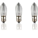 Hellum Riffelkerze 5V 2W E10 klar 3er Pack