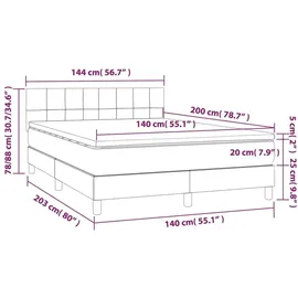 vidaXL Boxspringbett mit Matratze Dunkelbraun 140x200 cm Stoff