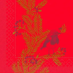 Tissue Serviette Jesse, 33 x 33 cm, 100 Stück - Mank - Weihnachtsserviette Ilex-Zweige Vogel