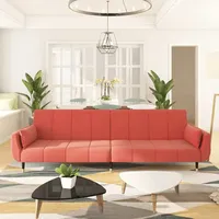 Schlafsofa 2-sitzer Mit 2 Kissen Rosa Samt