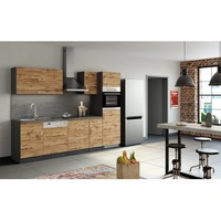 Held Möbel Küchenzeile SORRENTO 270 cm Wotaneiche-Grafit ohne Einbaugeräte, versch. Farben