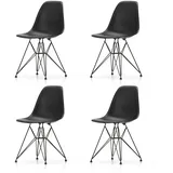 Vitra - Eames Plastic Side Chair DSR RE, basic dark / tiefschwarz (Filzgleiter basic dark) (4er-Set)