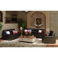 JVmoebel Sofa Ledersofa Couch Wohnlandschaft 3+2 Sitzer Garnitur Modern Sofa neu, Made in Europe schwarz