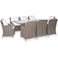 vidaXL Polyrattan Garten-Set 9-tlg. braun 3057797