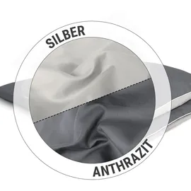 Bett1.de Soft Breeze Satin Silber/Anthrazit 135 x 200 cm + 40 x 80 cm