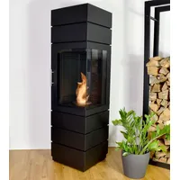 GLOW FIRE Ethanol Kamin 'Mora' | Ethanolofen in schwarz mit 4 Std. Brenndauer und 2 KW Heizleistung | HxBxT: 140 x 40 x 40 cm - Schwarz