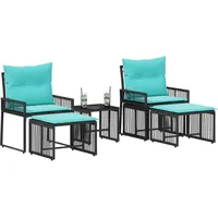 vidaXL Gartenmöbel Set 11-tlg. Schwarz/Türkis