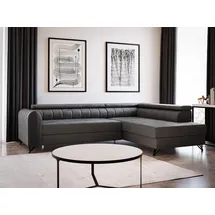 Sofnet Ecksofa mit Schlaffunktion und Bettkasten, Wohnlandschaft mit einstellbare Kopfstützen, Couch, Sofa, Bettsofa, Schlafsofa (Graphit (Kronos 22)