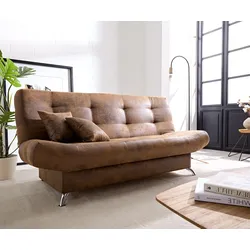 DELIFE Schlafsofa Viola 190x90 cm Braun Antik Optik Bettkasten, Schlafsofas