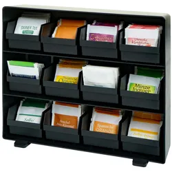 Teebeutelhalter MCW-M10, Teebox Aufbewahrungsbox, Teeaufbewahrung, 12 herausnehmbare Fächer, 30x33x8cm schwarz