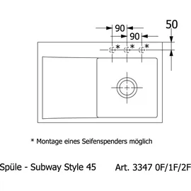 Villeroy & Boch Subway Style 45 Flat - stone white