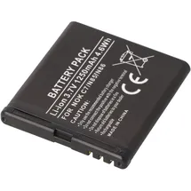 AccuCell Akku passend für Nokia N85, N86 bauähnlich BL-5K, 47,2 x 44,0 x 5,8, , Akku für Aeg VOXTEL M405 Li-Ion 3,7 Volt 1200mAh schwarz