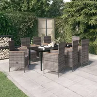 VidaXL 9-tlg. Garten-Essgruppe mit Auflagen Grau