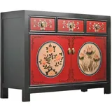 opium outlet Kommode Schrank Sideboard Hochzeitsschrank "RedMagic" 33082-9 rot-schwarz asiatisch orientalisch