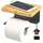 ELUNO Toilettenpapierhalter VARAZ mit Ablage aus Bambus, Selbstklebender, Toiletpaper Holder, WC-Rollenhalter mit hochwertigem Klebeband zum Kleben oder zum Bohren, aus Metall (Grau)