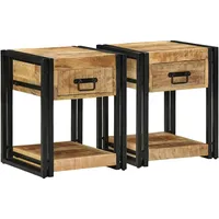 VidaXL Nachttische 2 Stk. 40x40x50 cm Raues Massivholz Mango