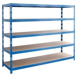 Regalux Schwerlastregal Mega  (H x B x T: 200 x 240 x 70 cm, Traglast pro Boden: 450 kg, Anzahl Böden: 5 Stk., Stecken, Blau)