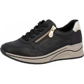 Rieker N9501 Damen Weit Schwarz/Ginger-Gold 39