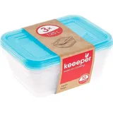 KEEEPER Frischhaltedose eckig blau 20,5 x 15,5 x 6,5 cm 3 x 1,25 l
