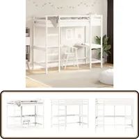 Vidaxl - Hochbett mit Schreibtisch Weiß 90x190 cm Massivholz Kiefer - Hochbett - Jugendzimmer - Kinderschlafzimmer - Schreibtischbett - Holzbett