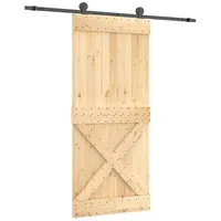 vidaXL Schiebetür rechts 90 x 210 cm Natürlich/Schwarz