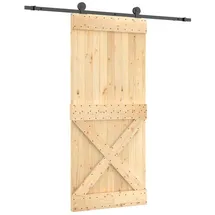 vidaXL Schiebetür rechts 90 x 210 cm Natürlich/Schwarz