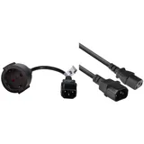 AKYGA AK-PC-10A Netzkabel Schuko 3 Pin Polig IEC C14 / EU CEE 7/4 15cm, Schwarz & ACT Kaltgerätekabel 1,8m, C13 auf C14 Kaltgerätekabel Verlängerung, IEC Stecker auf Buchse 3 Pin - AK5030 Schwarz