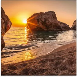 Artland Glasbild »Sonnenuntergang und Strand«, Strand, (1 St.), in verschiedenen Größen Artland Farbe Bild(er): naturfarben