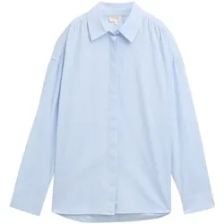 TOM TAILOR DENIM Damen Loose Fit Hemdbluse, blau, Uni, Gr. L