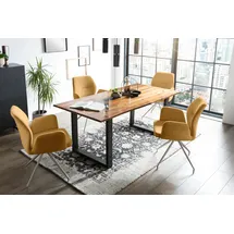 SalesFever Tischgruppe für gemütliche Familienabende", gelb Gestell Schwarz/Silber, Tisch cognac | 370940