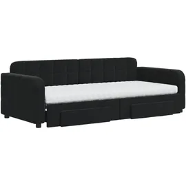 vidaXL Tagesbett Ausziehbar mit Schubladen Schwarz 90x200 cm Samt