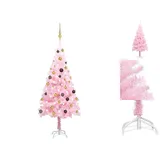 vidaXL Künstlicher Weihnachtsbaum mit LEDs & Kugeln Rosa 150 cm PVC